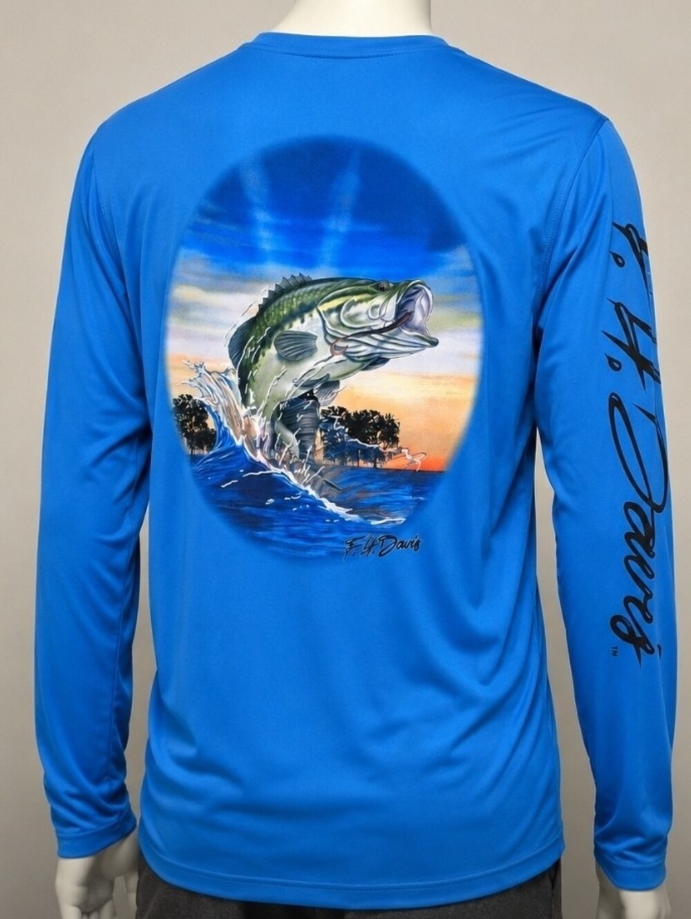 F.H. Davis Sport Bass Fishing Tag-less Long Sleeve, Breathable Lightweight Shirt